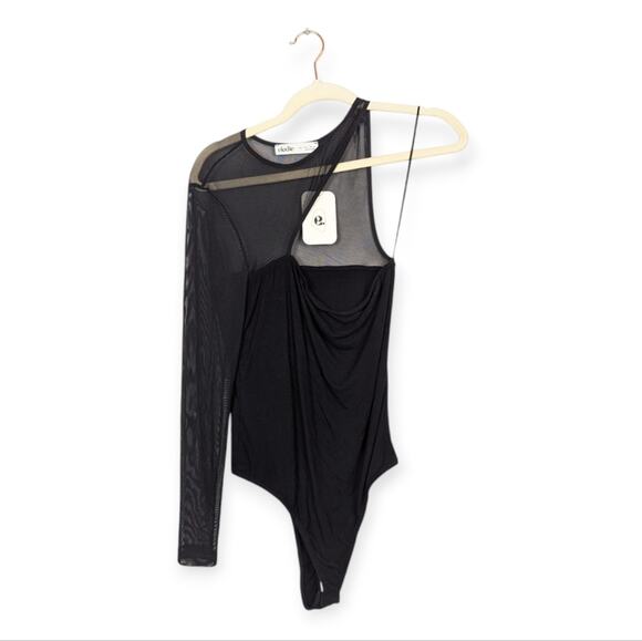 Elodie Tops - NWT Elodie Black Mesh One Shoulder Bodysuit Size L